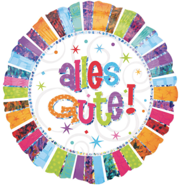 Folienballon - Bunter Rand, Alles Gute! - ø 43cm